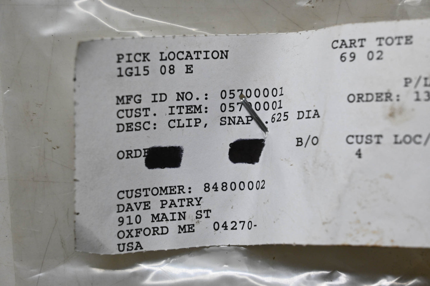 Ariens 05700001 Snap Clip NOS