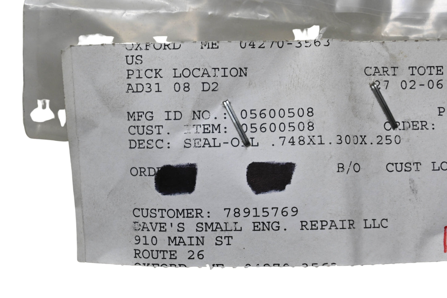 Ariens 05600508 Oil Seal .748x1.300x.250 NOS