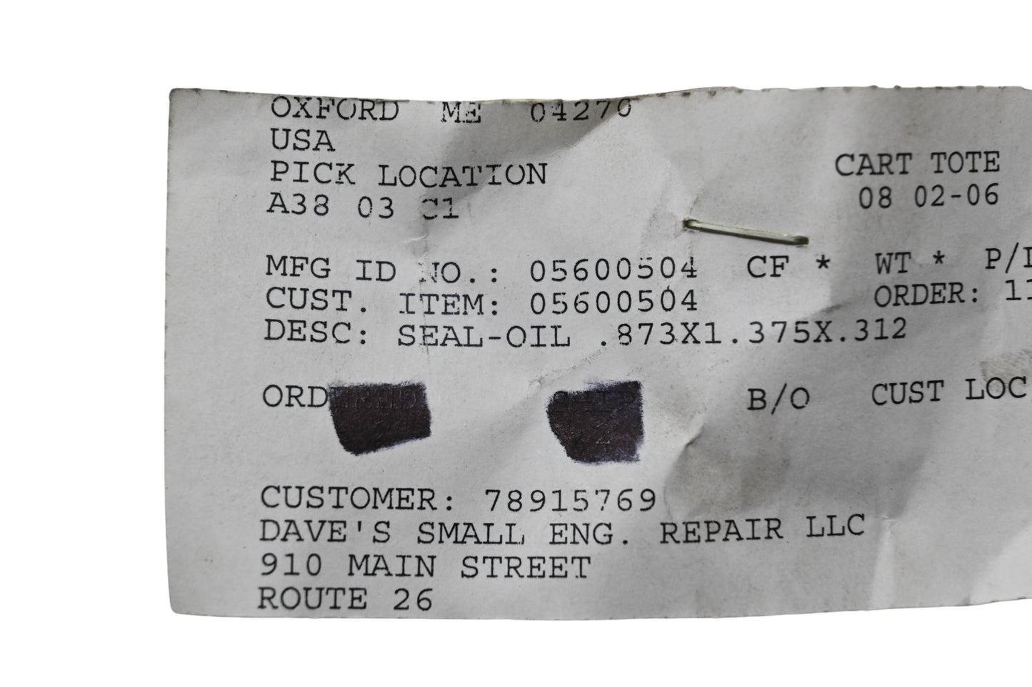Ariens 05600504 Oil Seal .873x1.375x.312 NOS