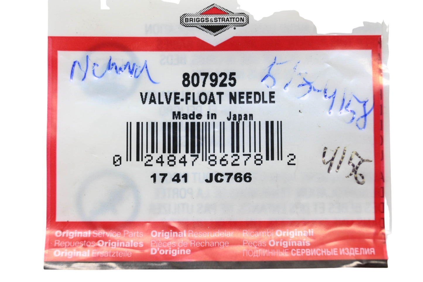 New OEM Briggs & Stratton 807925 Needle Valve & Clip NOS