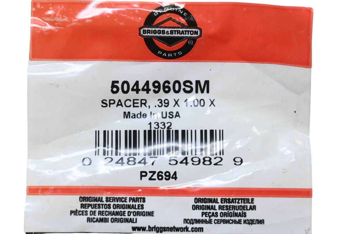 New OEM Briggs & Stratton 5044960SM Spacer .39x1.00 NOS