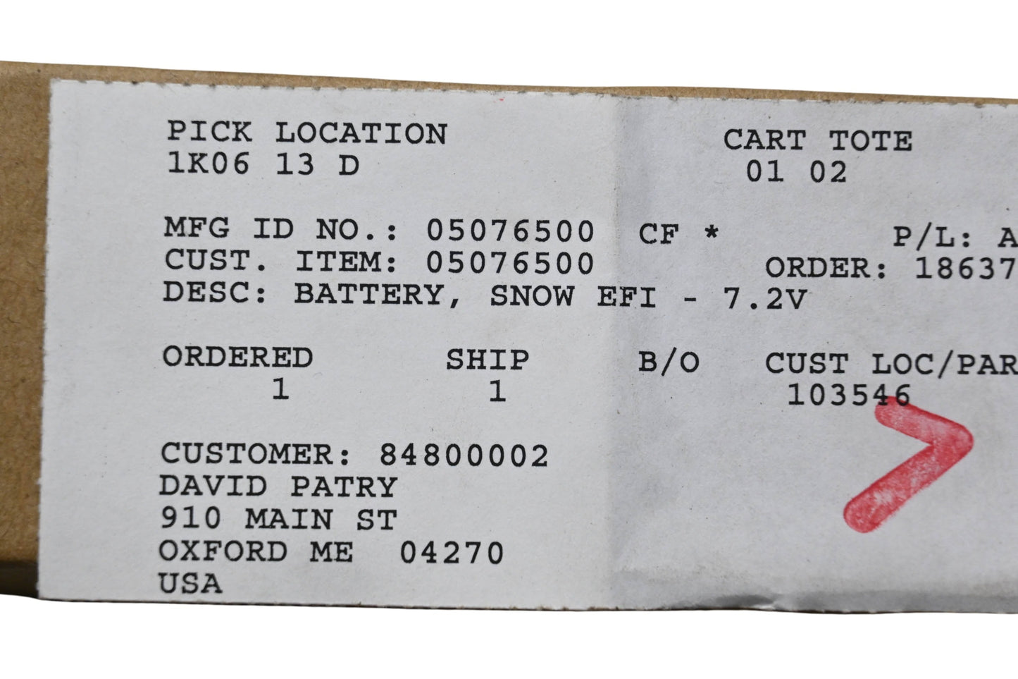 Ariens 05076500 Battery NOS