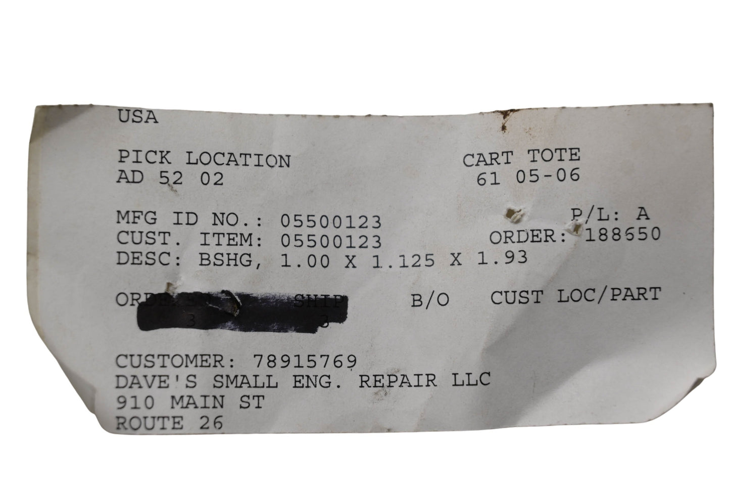 Ariens 05500123 Bushing NOS