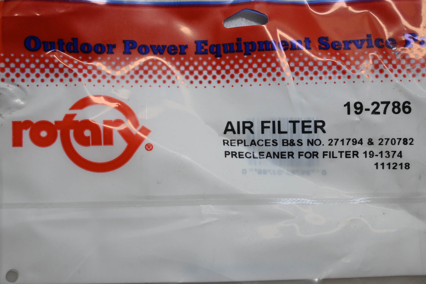 Rotary 19-2786, 271794, 270782 Air Filter NOS