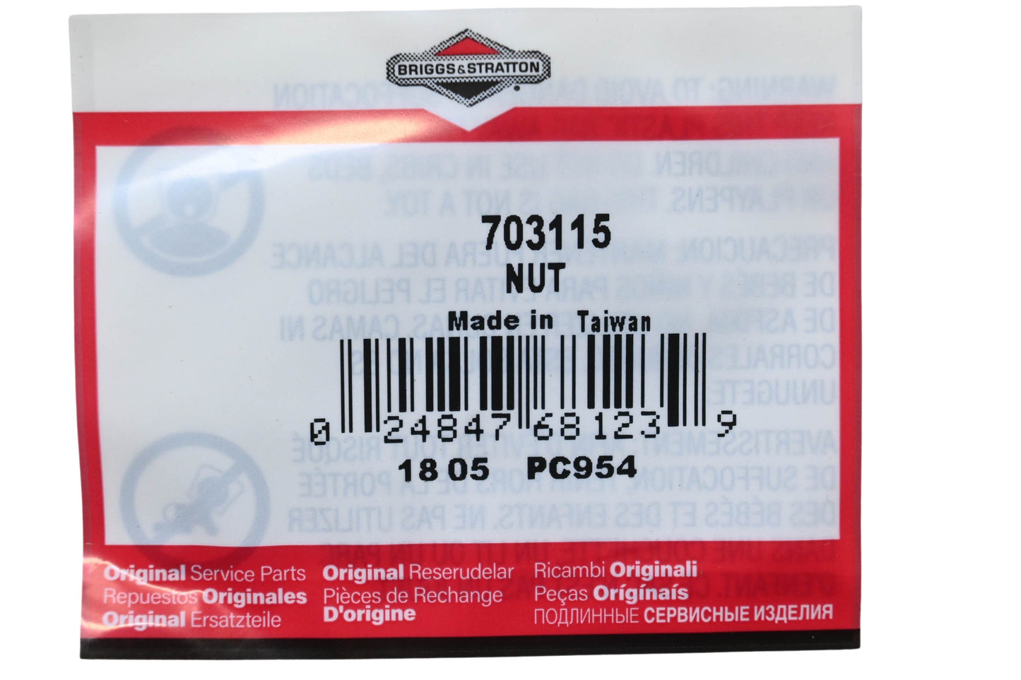 New OEM Briggs & Stratton 703115 Lock Nut NOS
