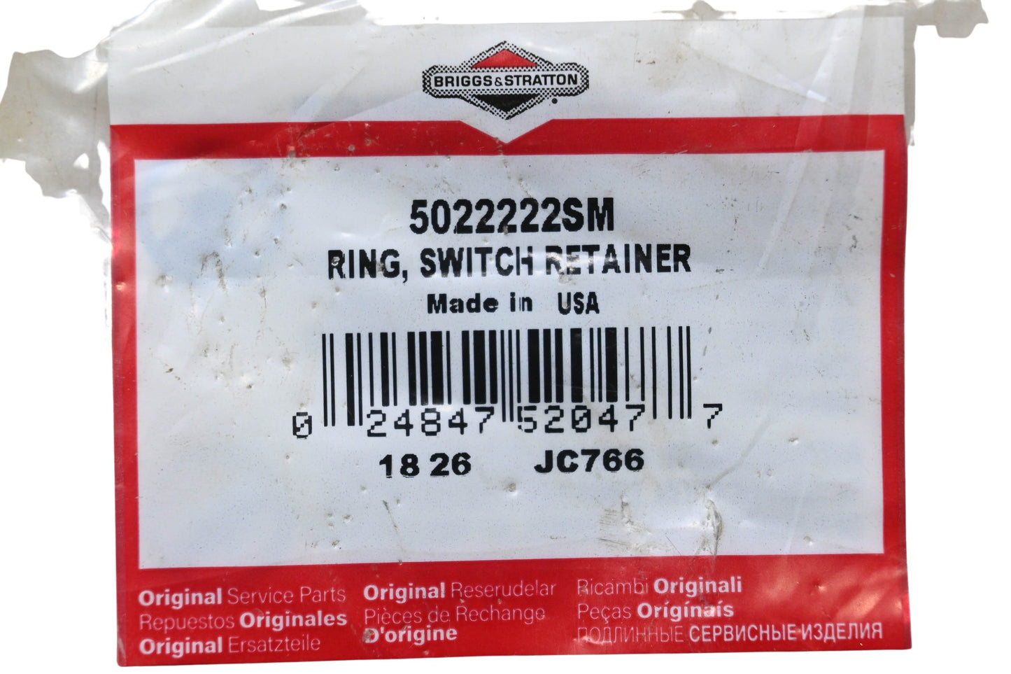 New OEM Briggs & Stratton 5022222SM Switch Retainer Ring NOS