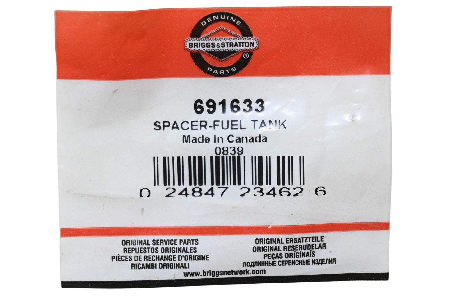 New OEM Briggs & Stratton 691633 Fuel Tank Spacer NOS