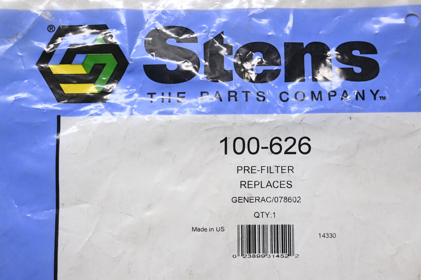 Stens 100-626, 078602 Pre-Filter NOS