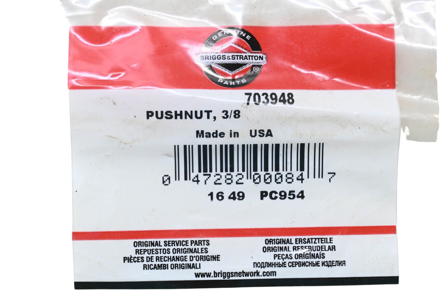 New OEM Briggs & Stratton 703948 Push Nut 3/8" NOS