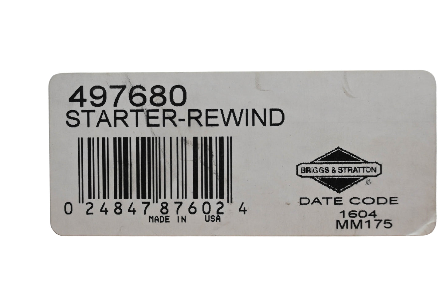 New OEM Briggs & Stratton 497680 Rewind Starter NOS
