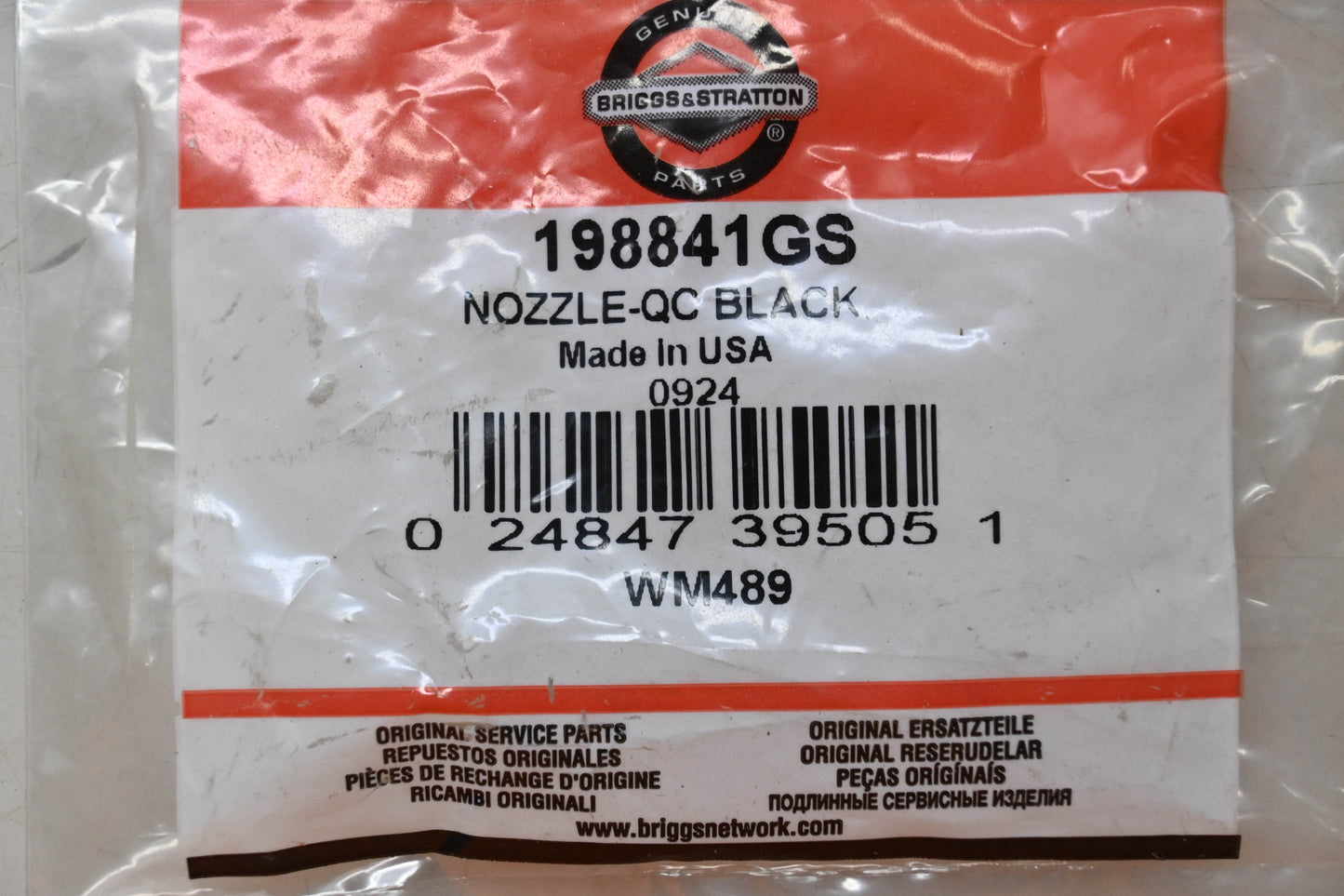 New OEM Briggs & Stratton 198841GS Black Nozzle NOS