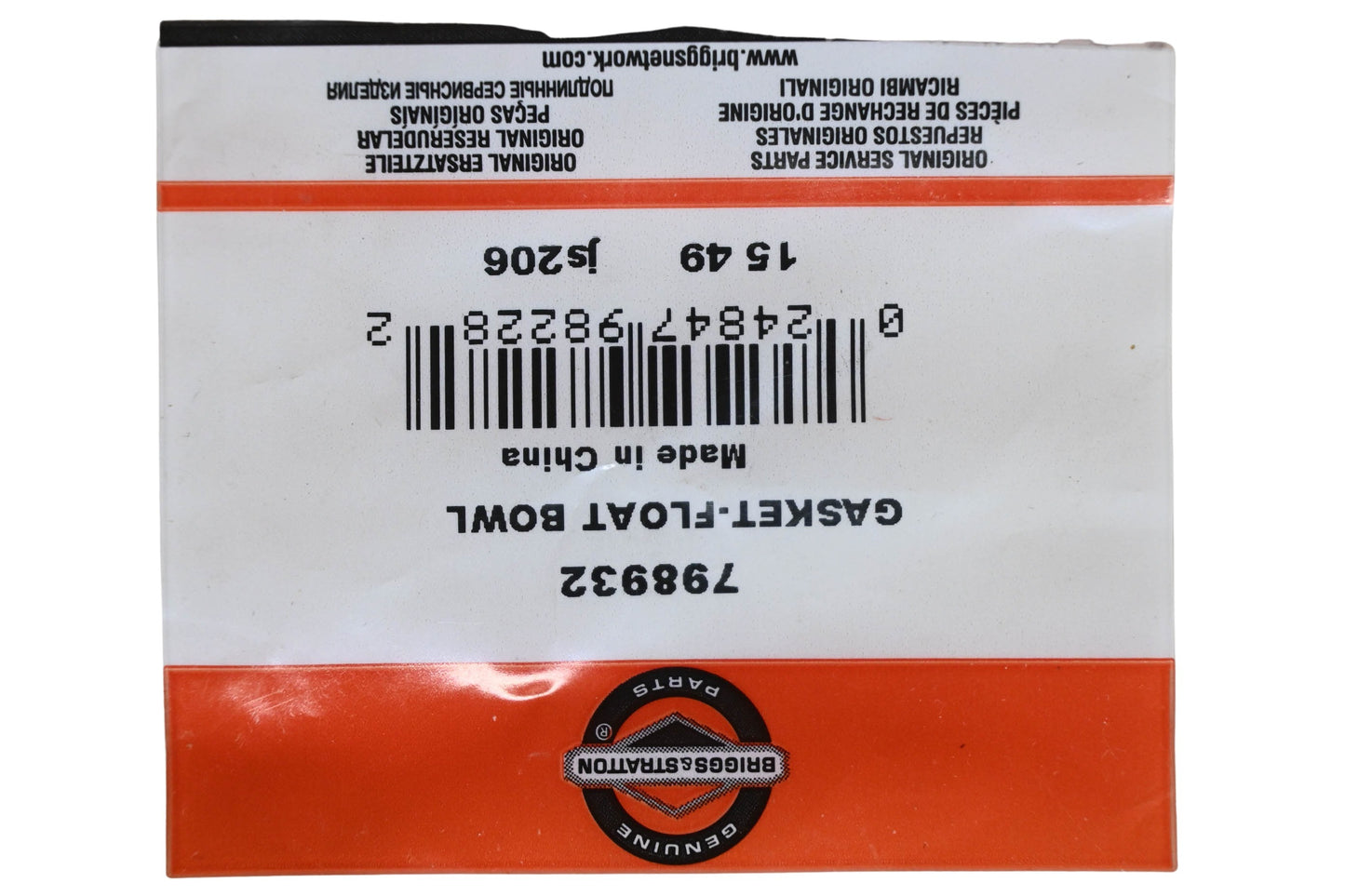 New OEM Briggs & Stratton 798932 Float Bowl Gasket NOS