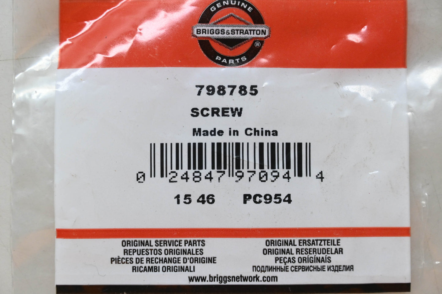 New OEM Briggs & Stratton 798785 Screw NOS