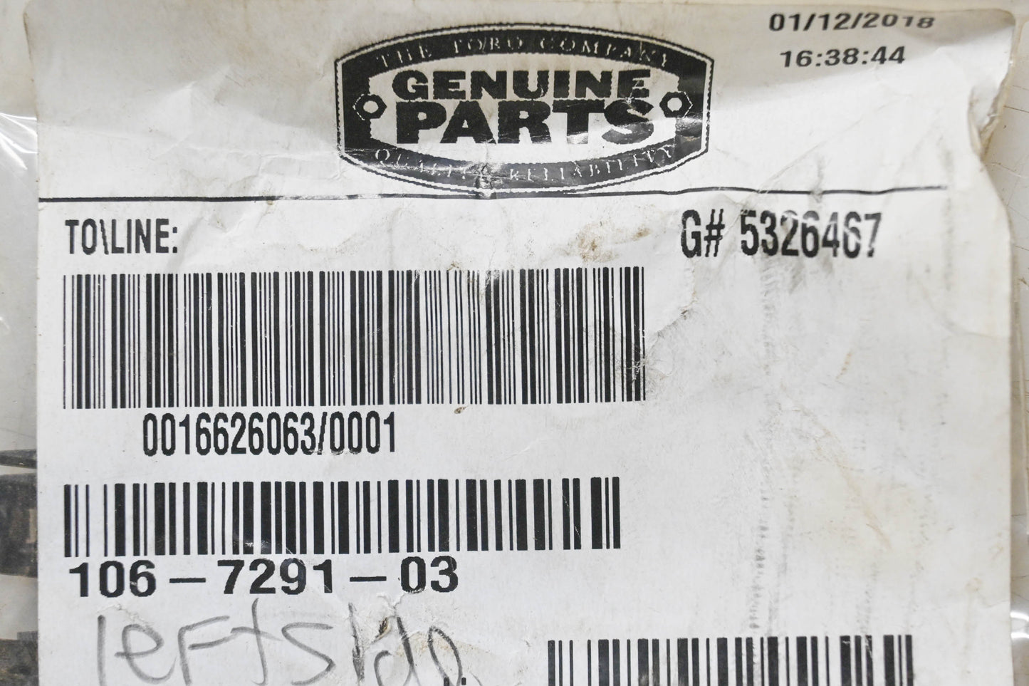 Toro 106-7291-03 Auger RH NOS