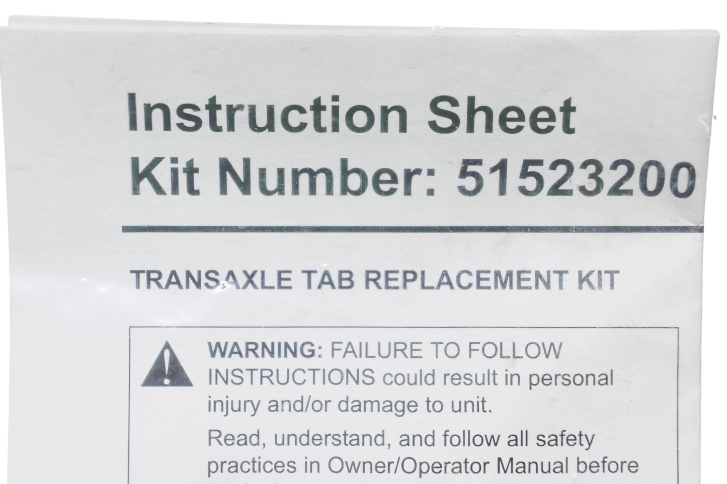Ariens 51523200 Transaxle Tab Replacement Kit NOS