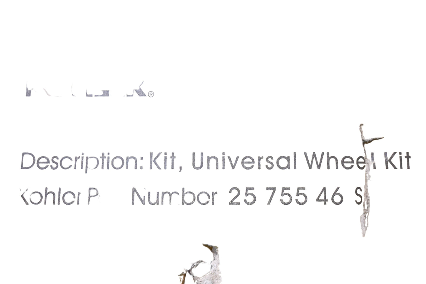 Kohler 25 755 46-S Universal Wheel Kit NOS