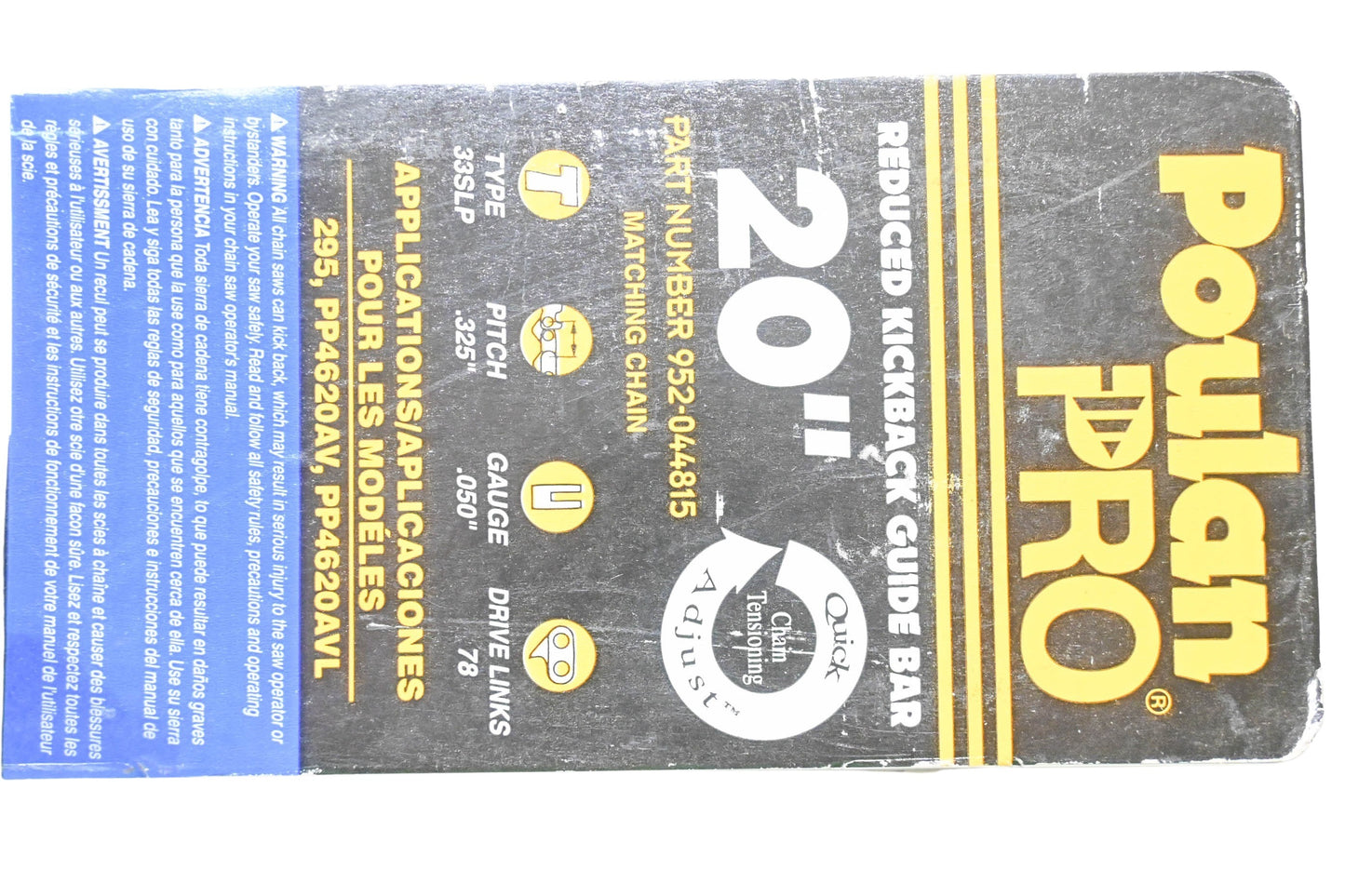 Poulan 952-044815 Poulan Pro Reduced Kickback Guide Bar 20" 33SLP .325" .050" NOS