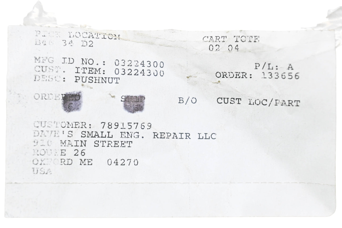 Ariens 03224300 Pushnuts Qty 3 NOS