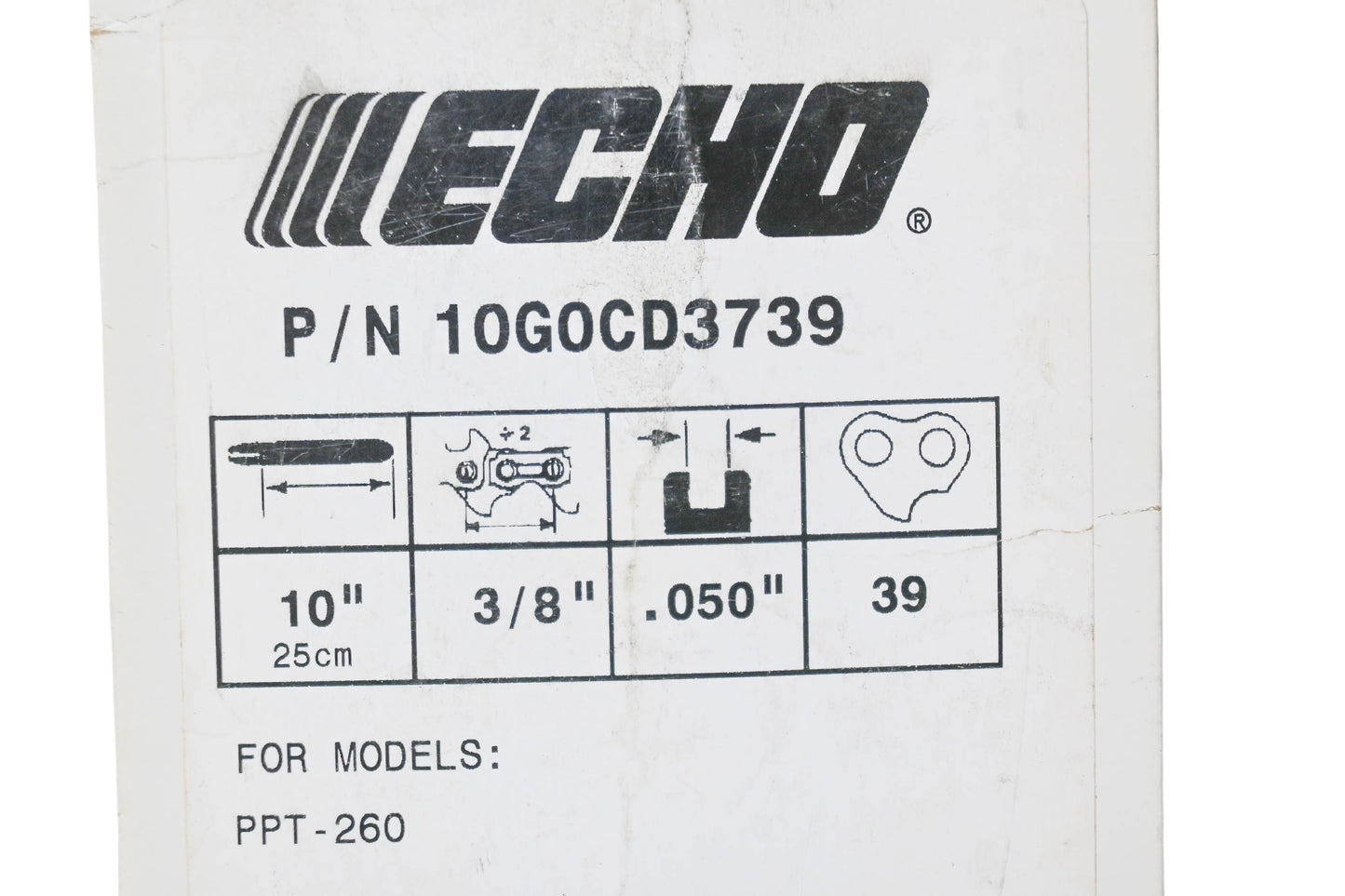 New OEM Echo 10G0CD3739 Chainsaw Guide Bar 10" 3/8" .050" NOS