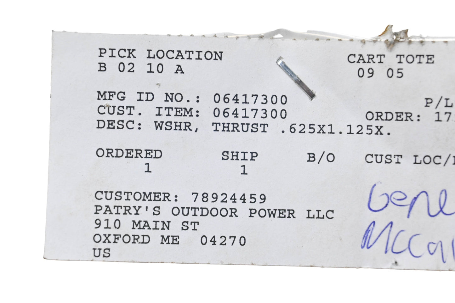 Ariens 06417300 Thrust Washer NOS