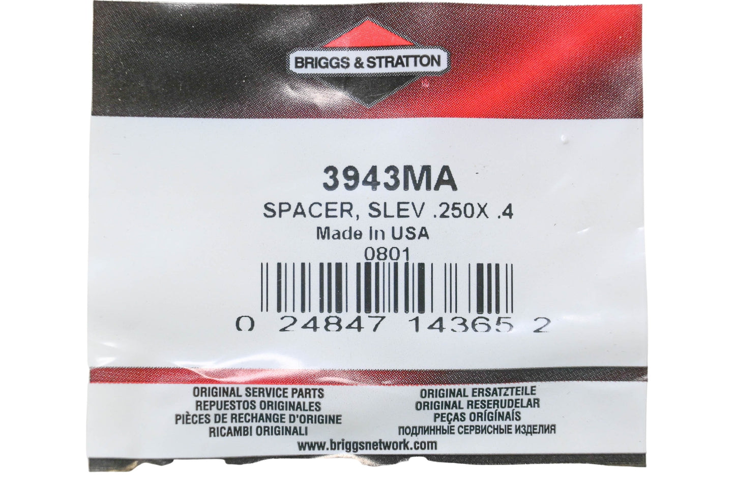 New OEM Briggs & Stratton 3943MA Spacer NOS