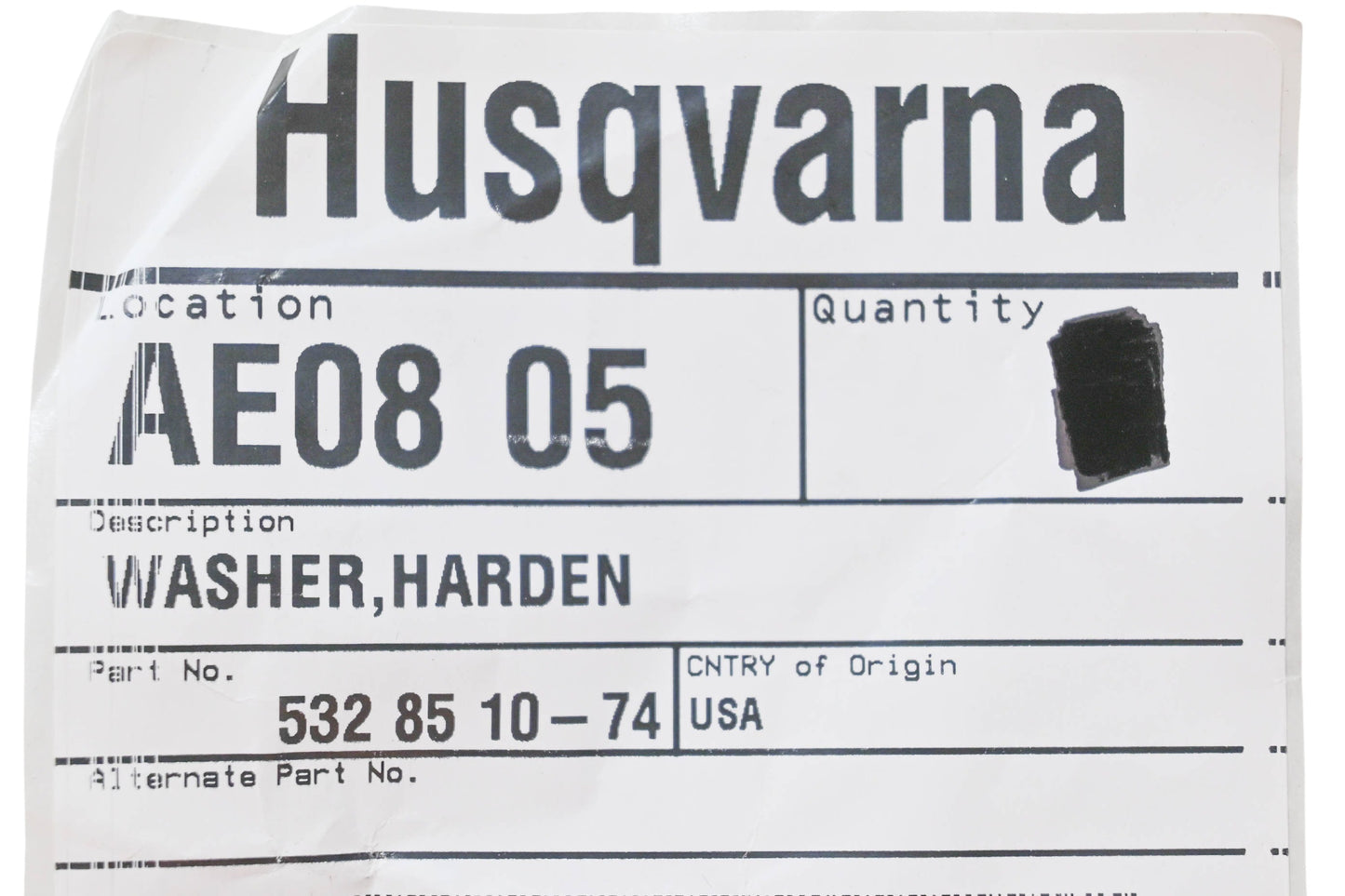 New OEM Husqvarna 532 85 10-74, 532851074 Washer NOS