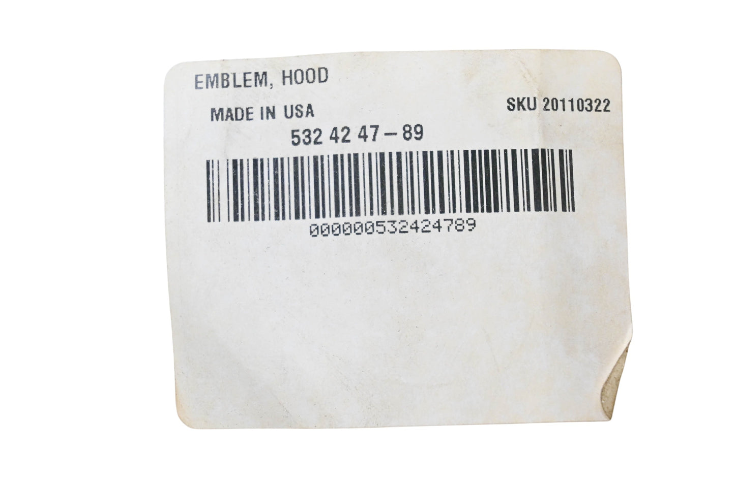 New OEM Husqvarna 532 42 47-89, 532424789 Hood Emblem NOS