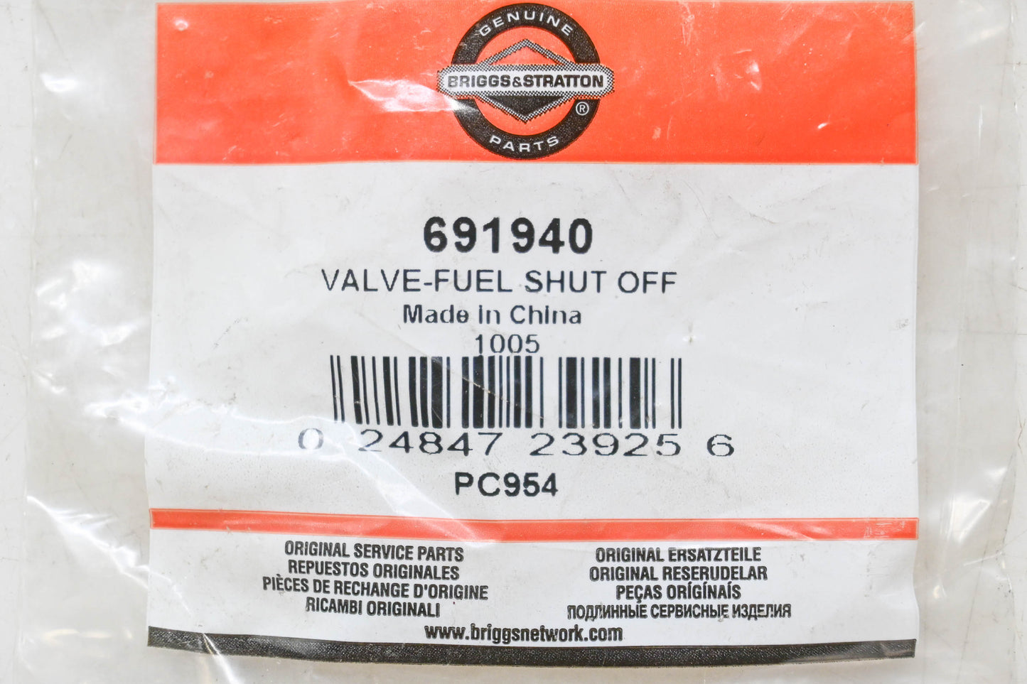 New OEM Briggs & Stratton 691940 Fuel Shut-Off Valve NOS