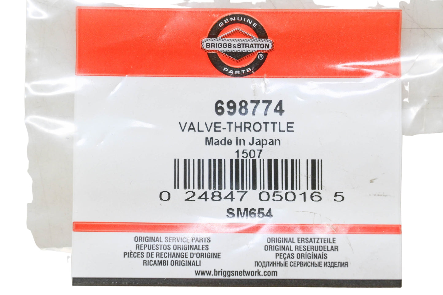 New OEM Briggs & Stratton 698774 Throttle Valve NOS
