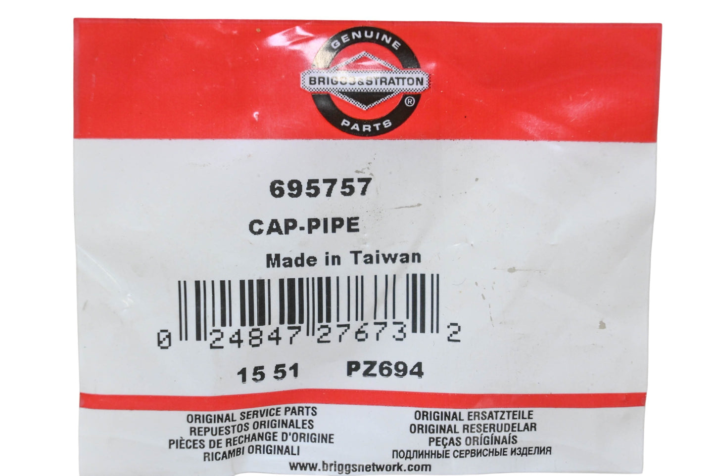 New OEM Briggs & Stratton 695757 Pipe Cap NOS