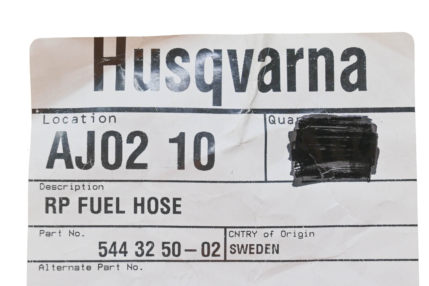 New OEM Husqvarna 544325002, 544 32 50-02 Fuel Hose NOS