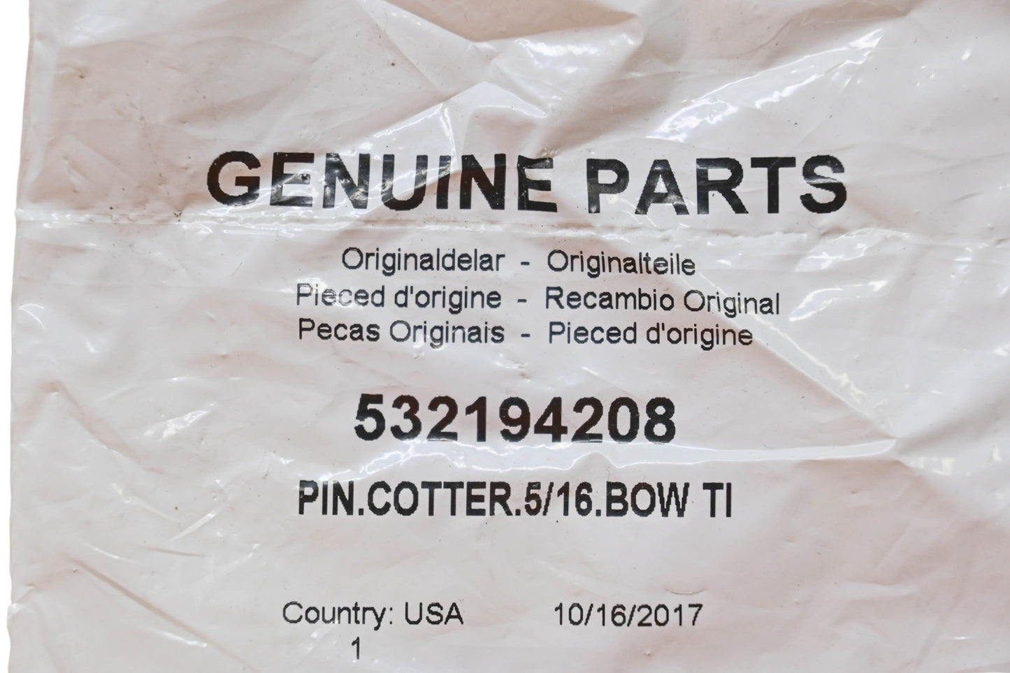 New OEM Husqvarna 532194208, 532 19 42-08 Cotter Pin NOS