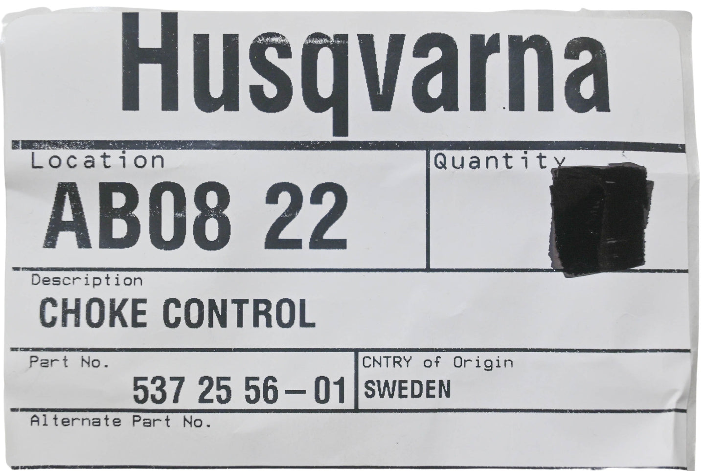 New OEM Husqvarna 537 25 56-01, 537255601 Choke Control NOS