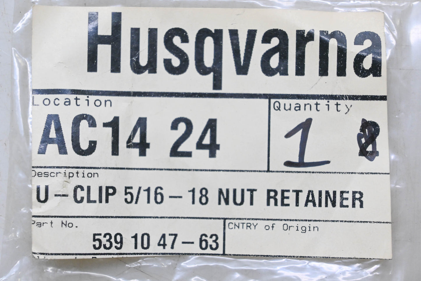 New OEM Husqvarna 539 10 47-63, 539104763 Retainer Nut NOS
