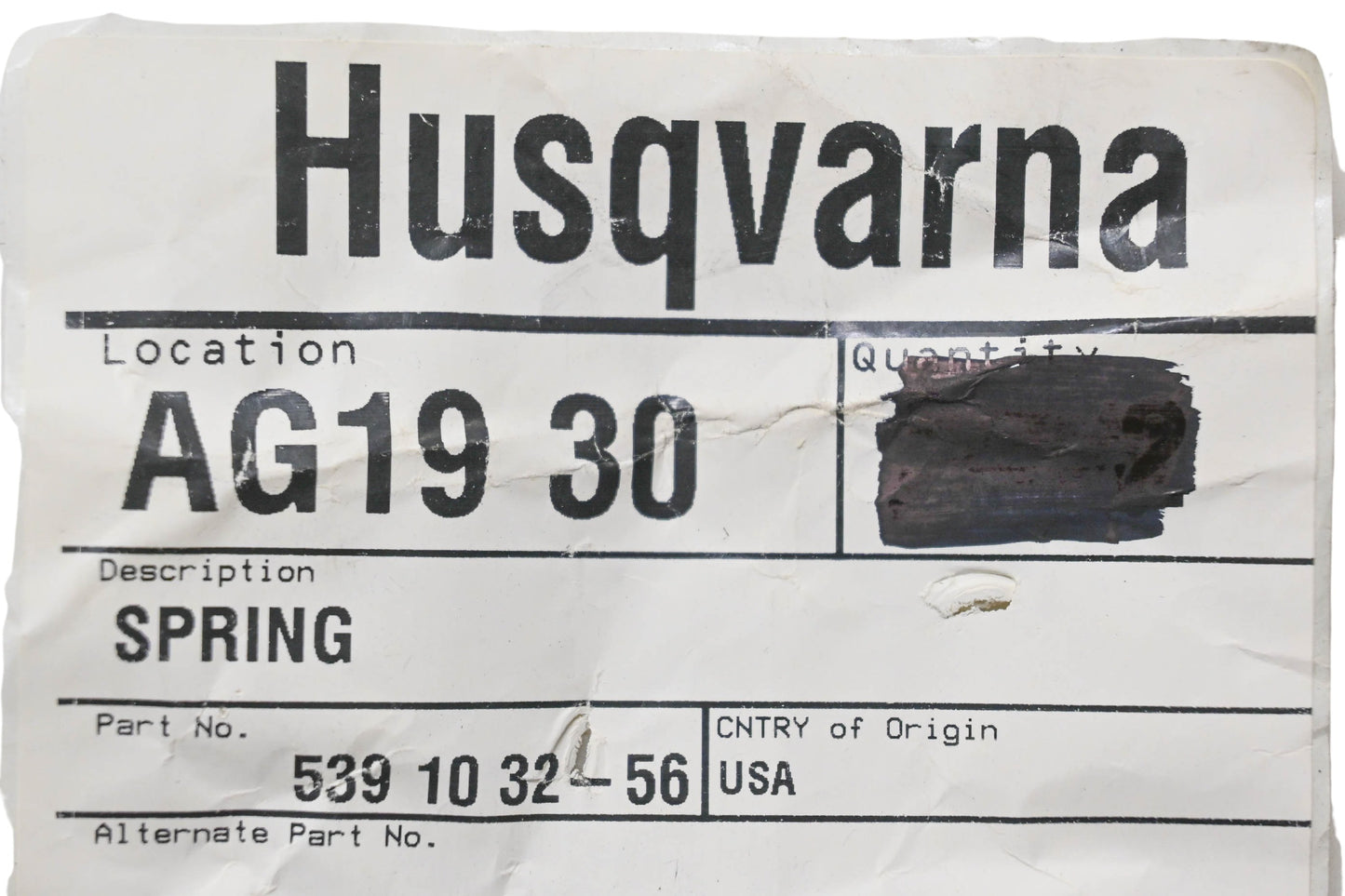 New OEM Husqvarna 539 10 32-56, 539103256 Spring NOS