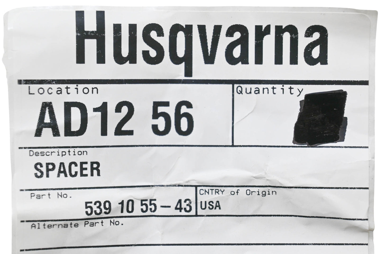 New OEM Husqvarna 539 10 55-43, 539105543 Spacer NOS
