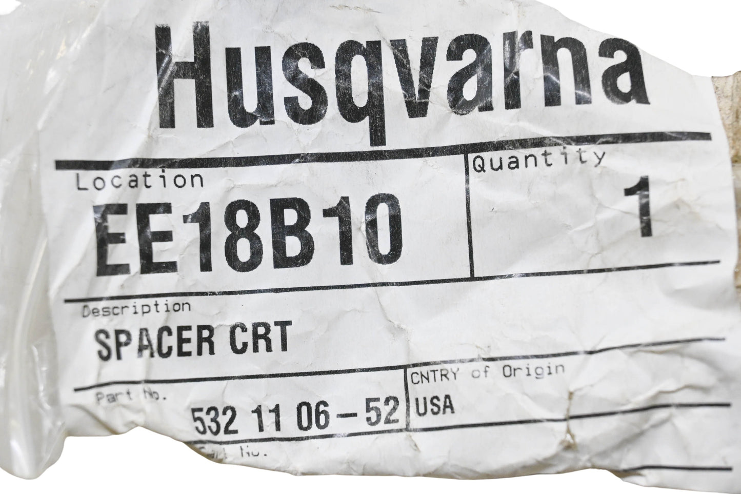 New OEM Husqvarna 532 11 06-52, 532110652 Spacer NOS
