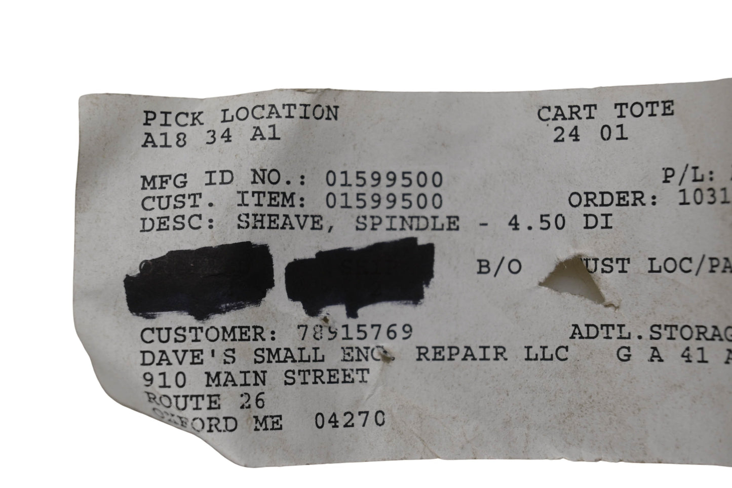 Ariens 01599500 Spindle Sheave NOS