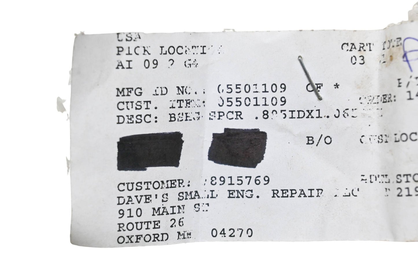Ariens 05501109 Spacer Bushing NOS