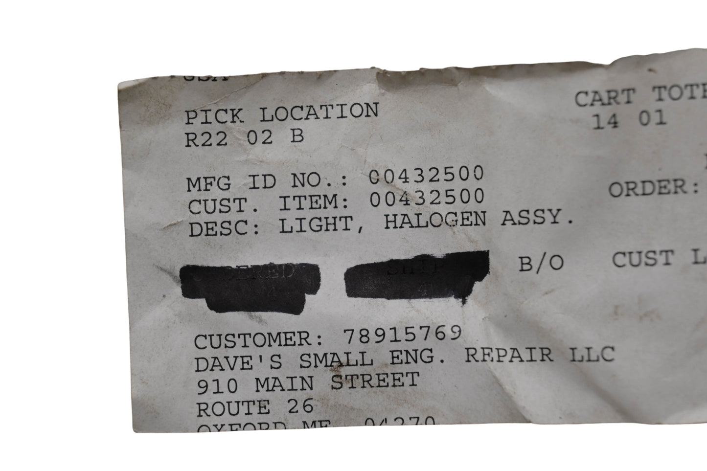 Ariens 00432500 Headlight Housing Assembly NOS