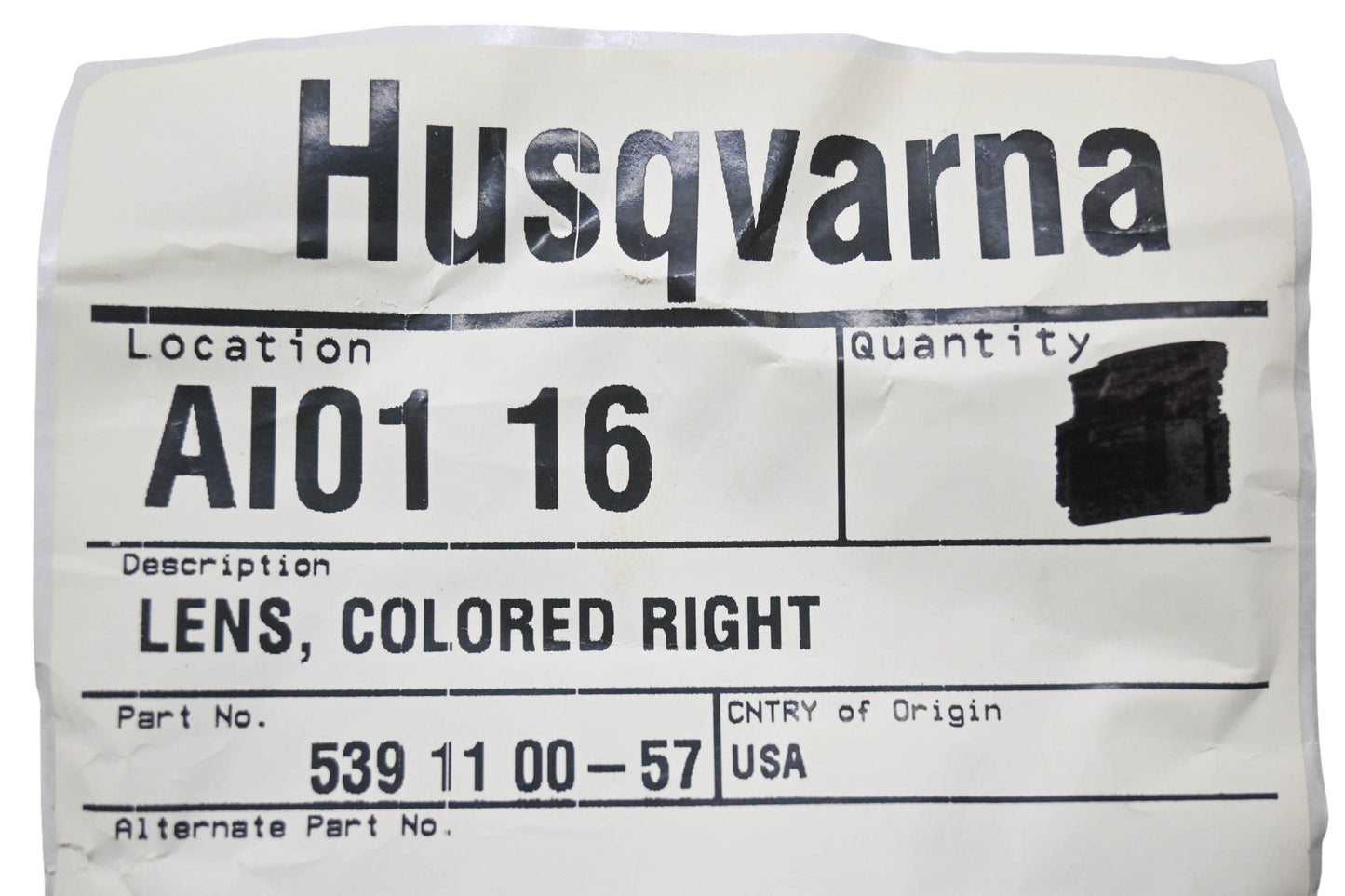New OEM Husqvarna 539 11 00-57, 539110057 Colored Right Lens NOS