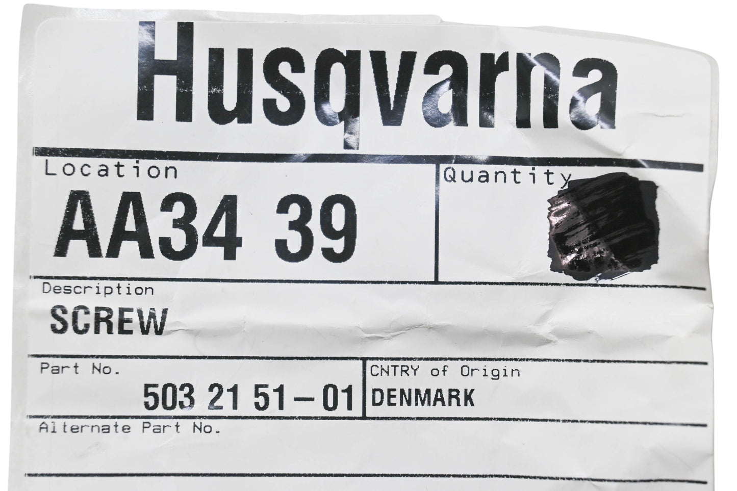 New OEM Husqvarna 503 21 51-01, 503215101 Screws Qty 2 NOS