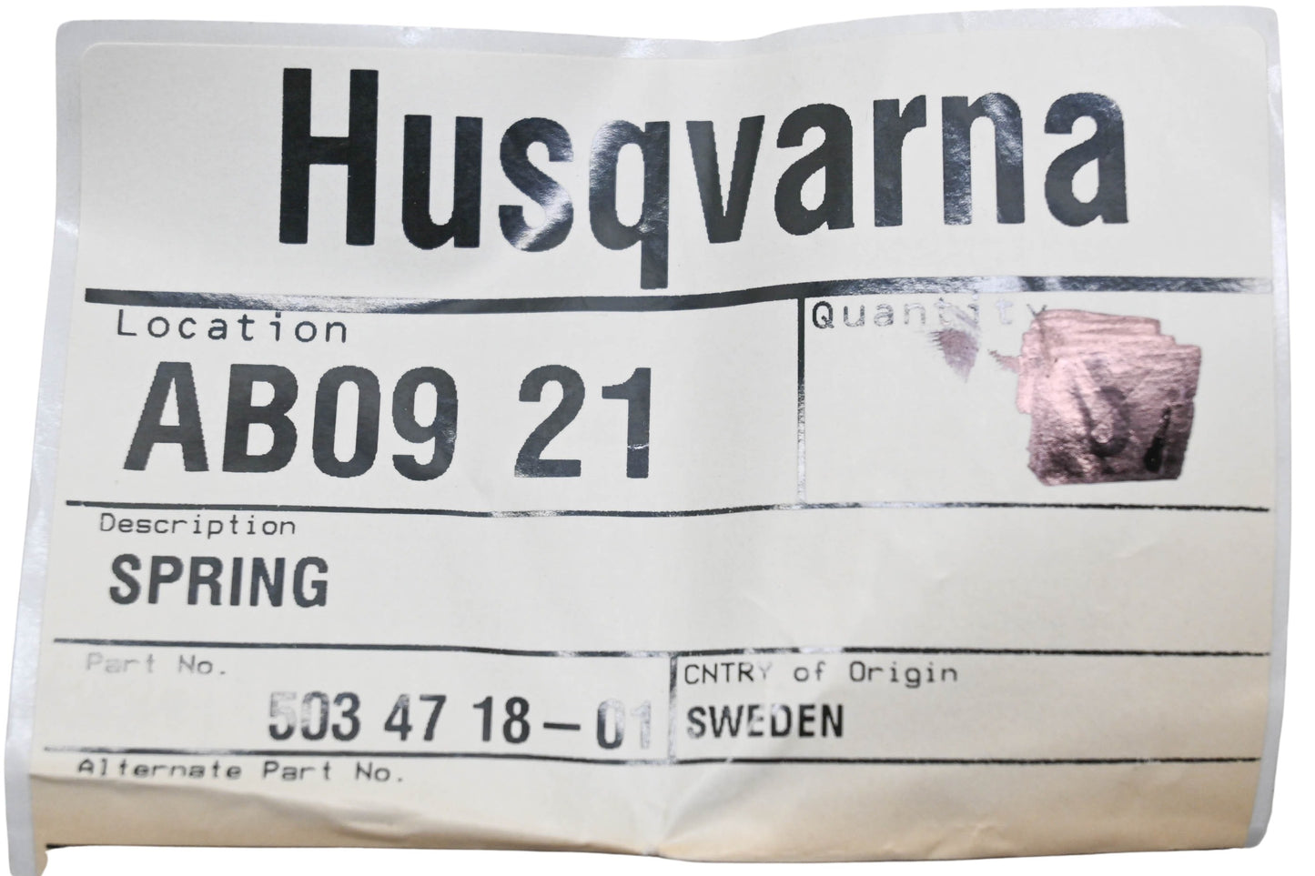 New OEM Husqvarna 503 47 18-01, 503471801 Spring NOS