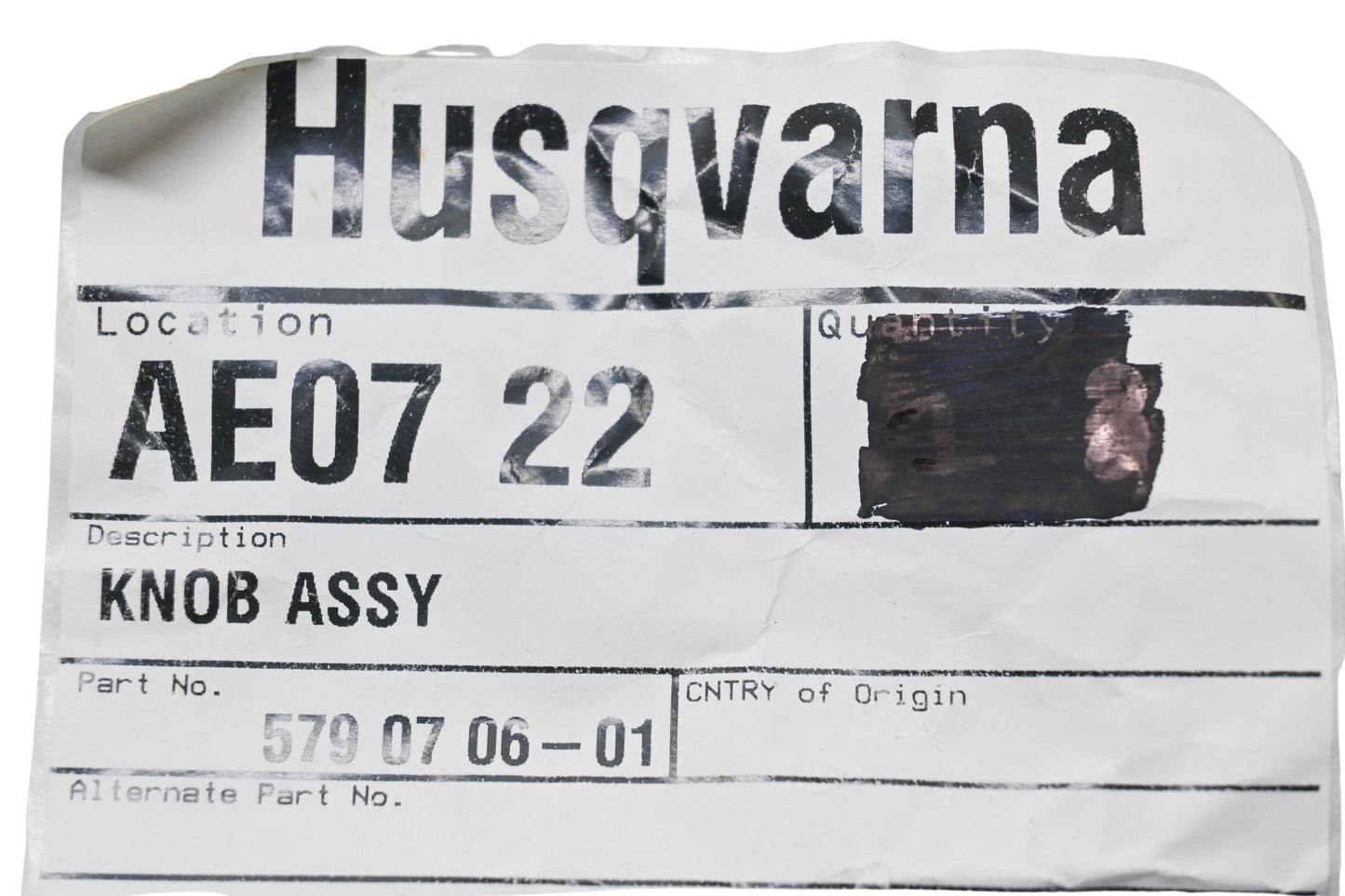New OEM Husqvarna 579 07 06-01, 579070601 Knob NOS