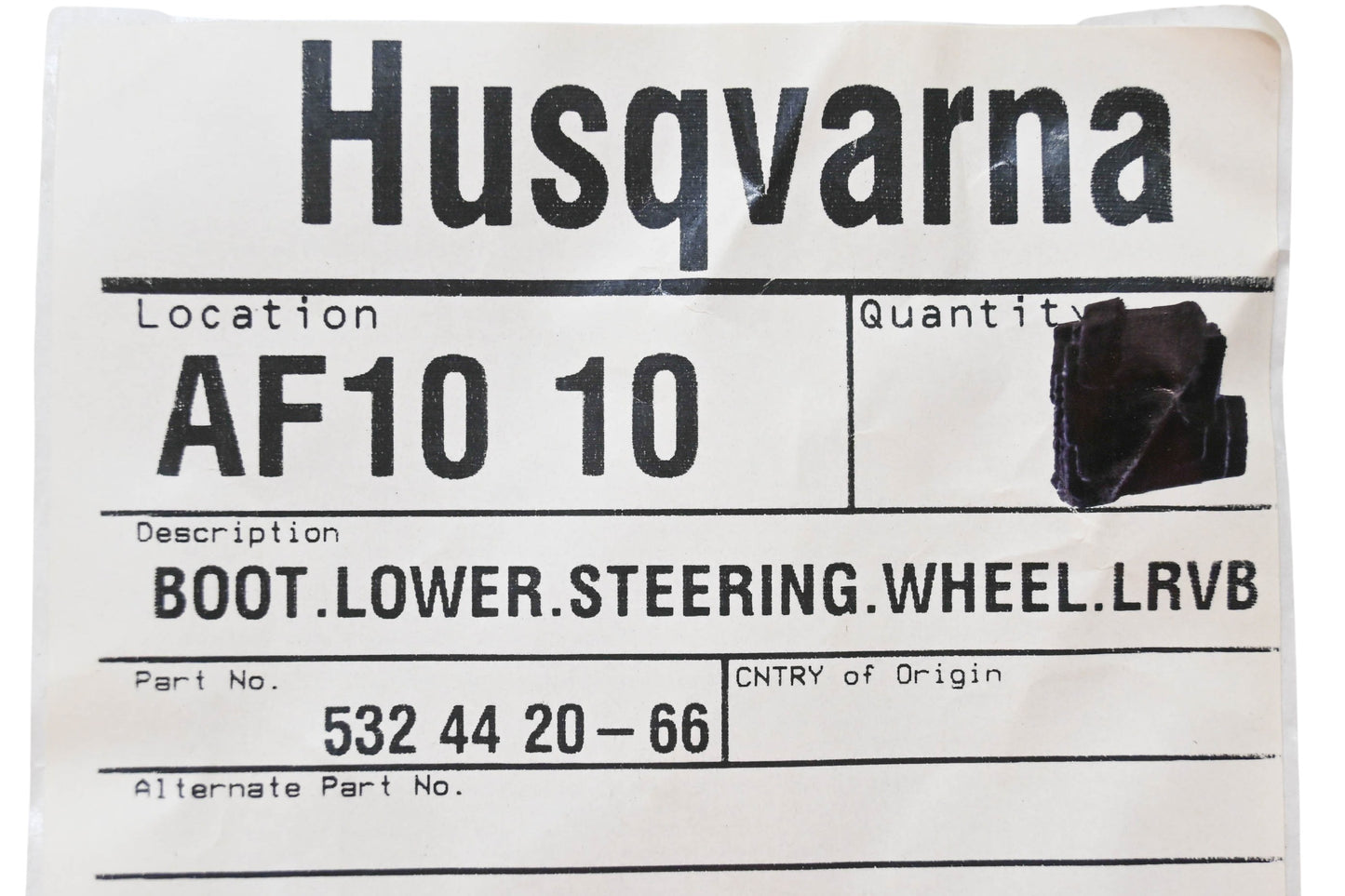 New OEM Husqvarna 532 44 20-66, 532442066 Lower Steering Wheel Boot NOS
