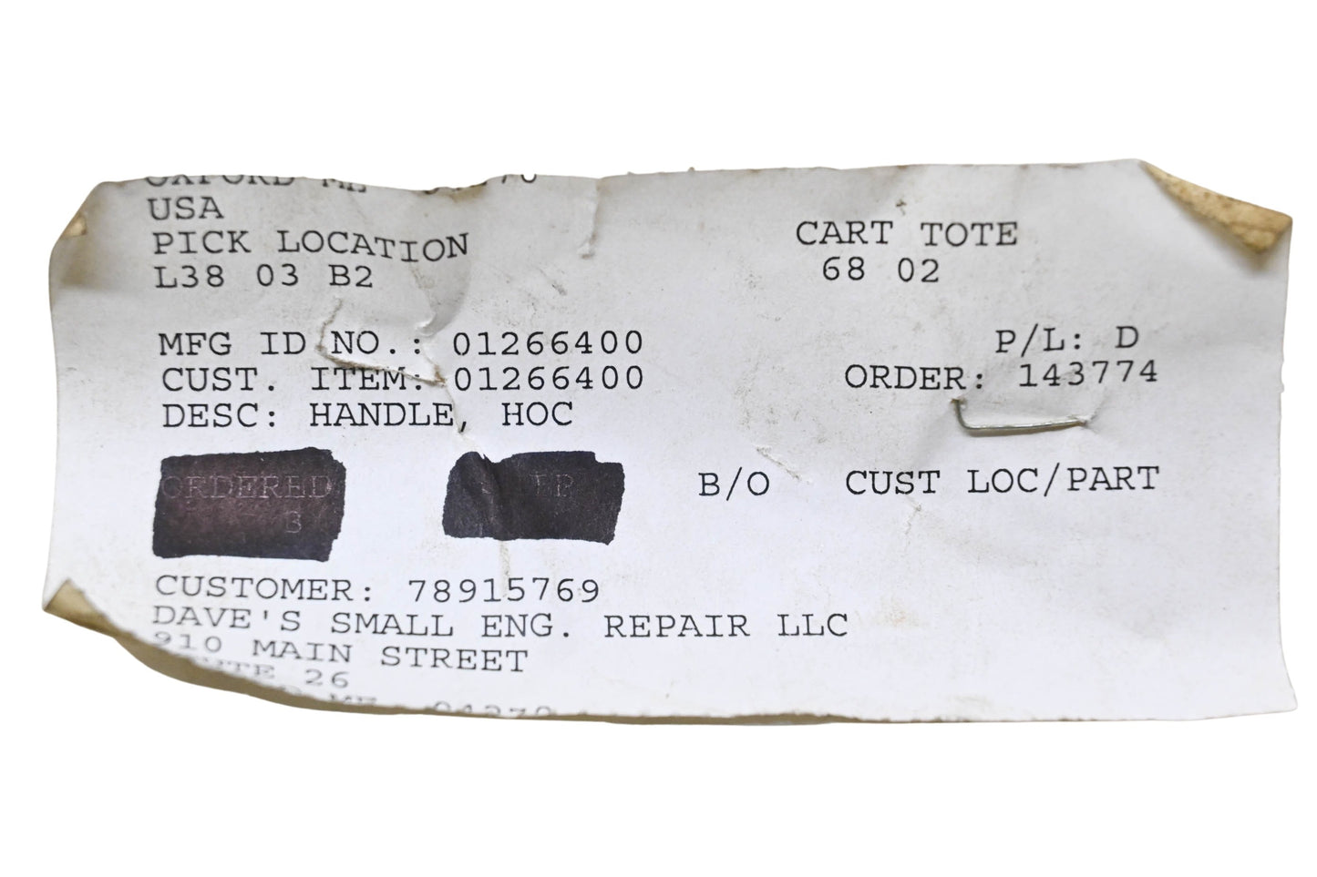 Ariens 01266400 Height of Cut Handle NOS