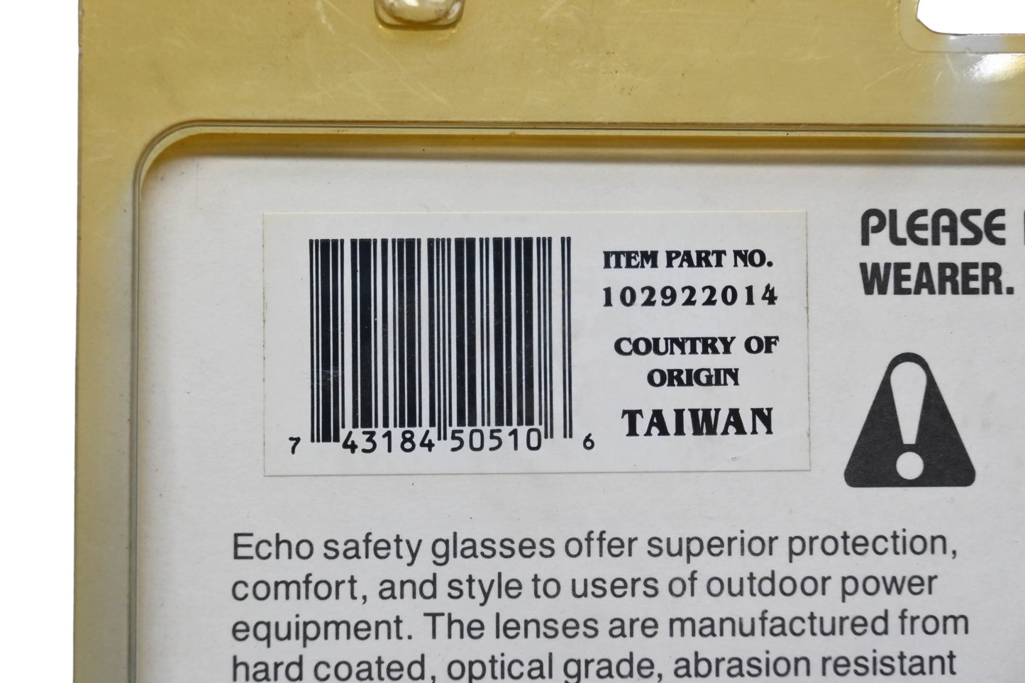 New OEM Echo 102922014 Safety Glasses NOS