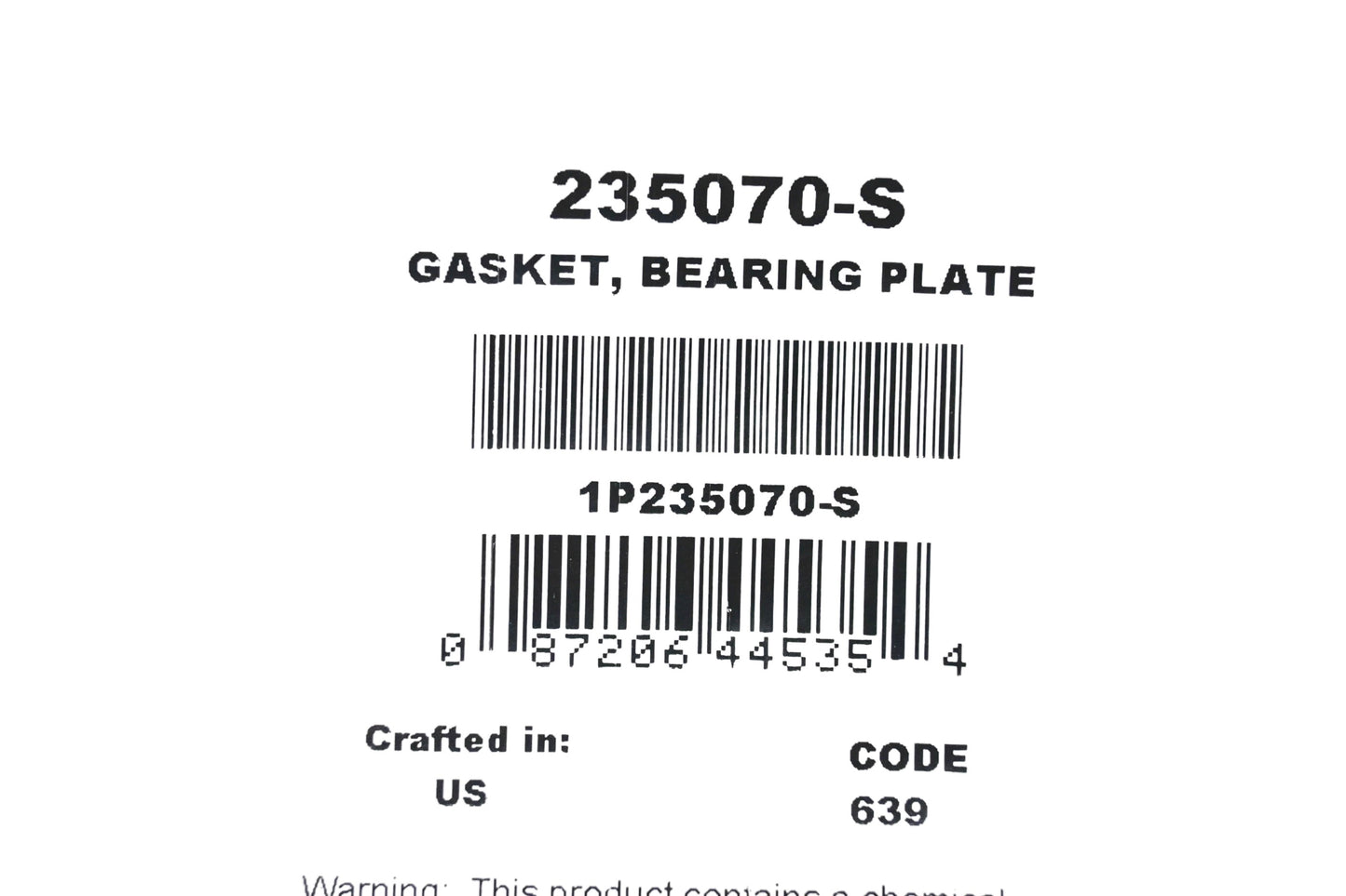 Kohler 235070-S Bearing Plate Gasket NOS