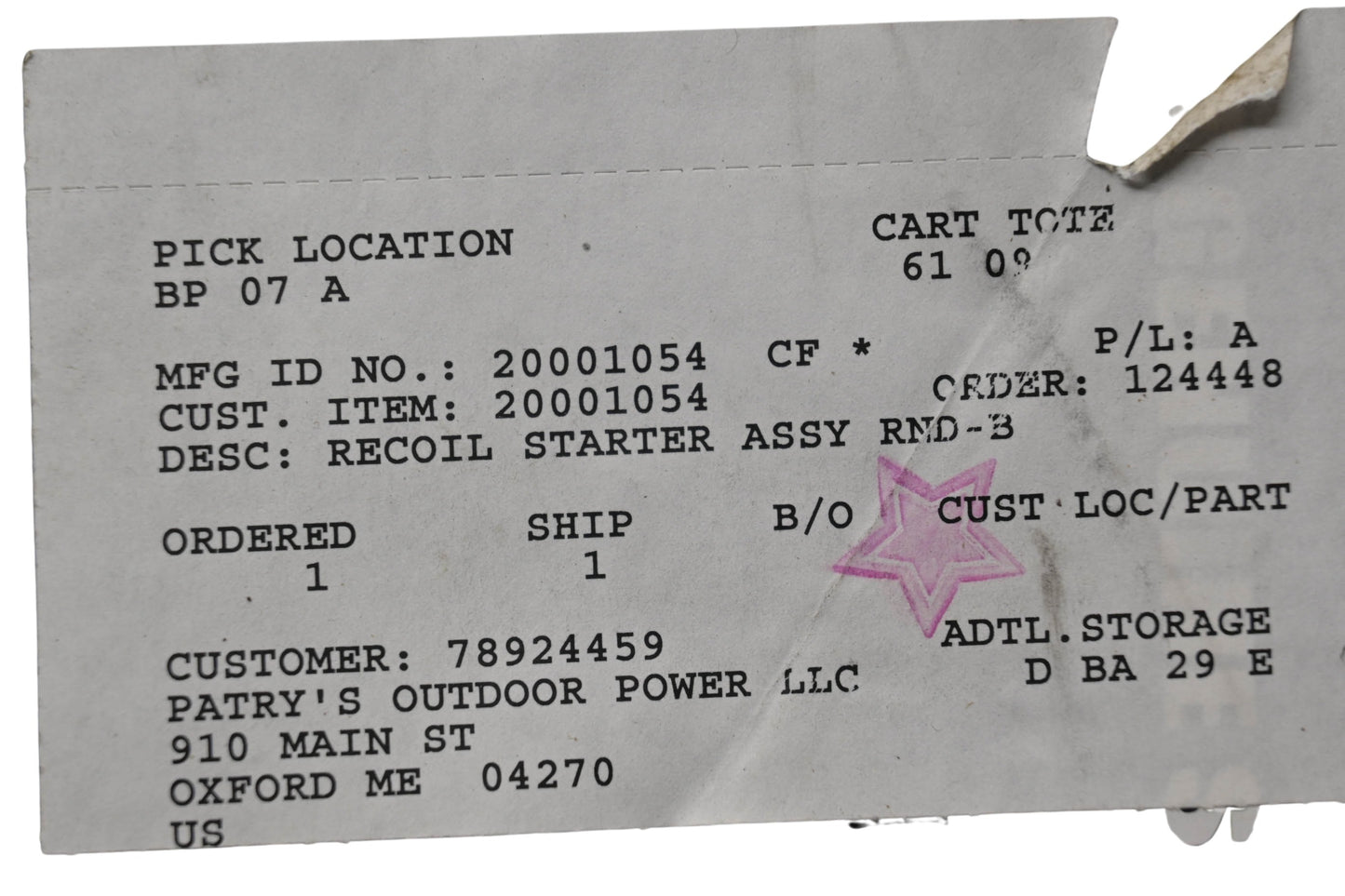 Ariens 20001054 Recoil Starter NOS