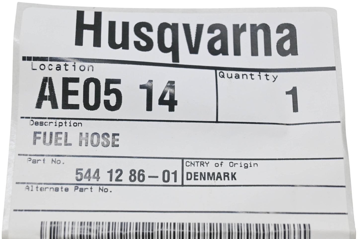 New OEM Husqvarna 544 12 86-01, 544128601 Fuel Hose NOS